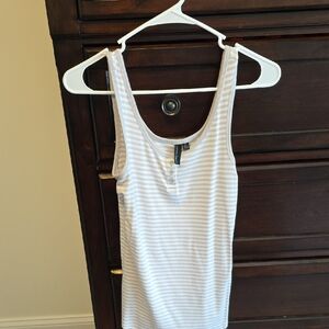 Cynthia Rowley White and Gray Striped Tank Top